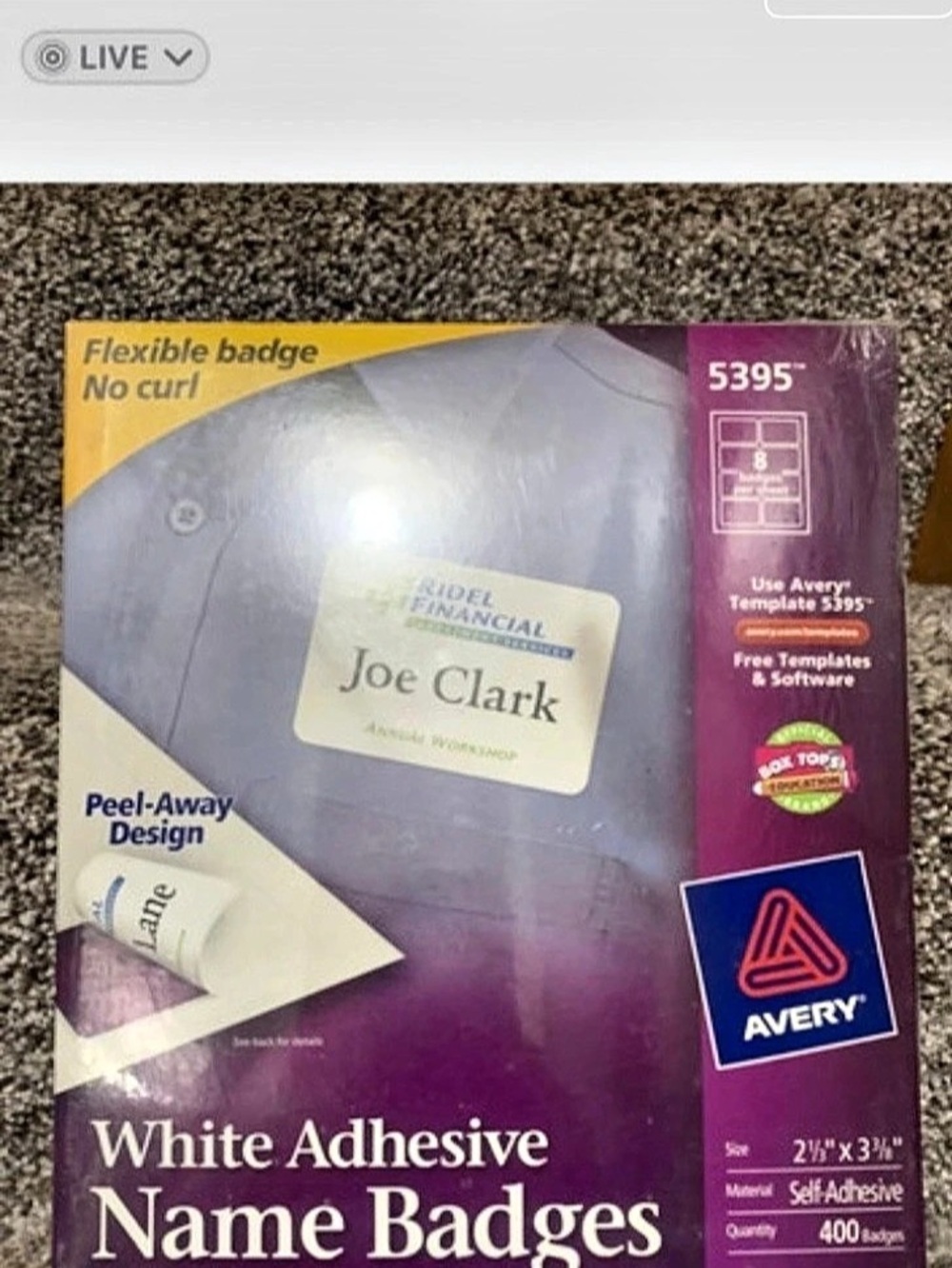 Avery 5395 White Adhesive Name Badges